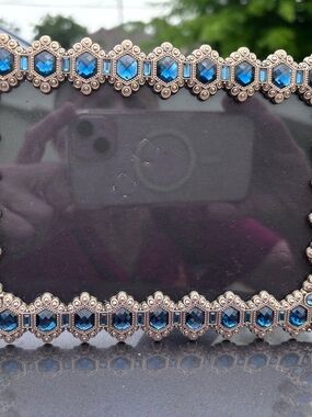 Blue and Gold Rhinestone Crystal Decorative Frame 6 X4
